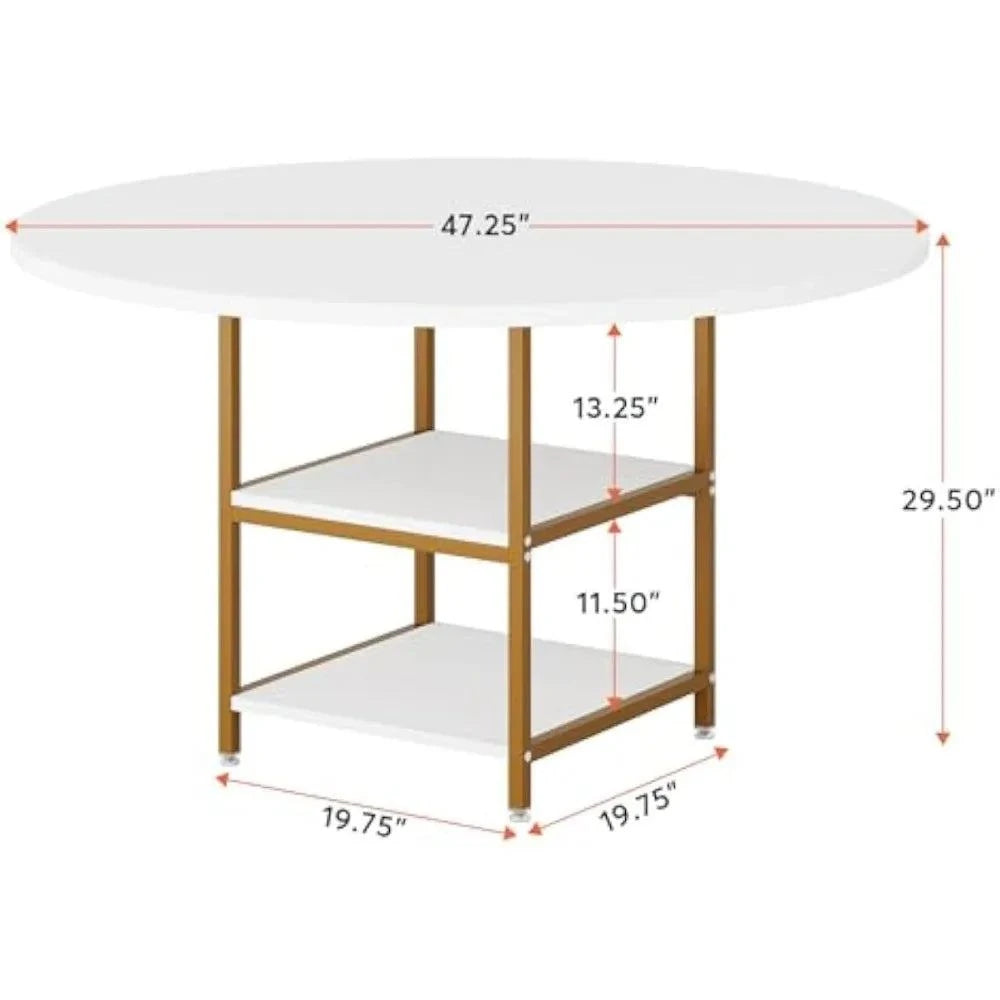 7" Round Dining Table Set for 4 | Kitchen Table with Storage Shelves ?ransform your dining area with this 7" Round Dining Table Set for 4 🍴, featuring a modern design with convenient storage shelves. This minimalist modern table set Shop All I WantShop All I Want7" Round Dining Table Set