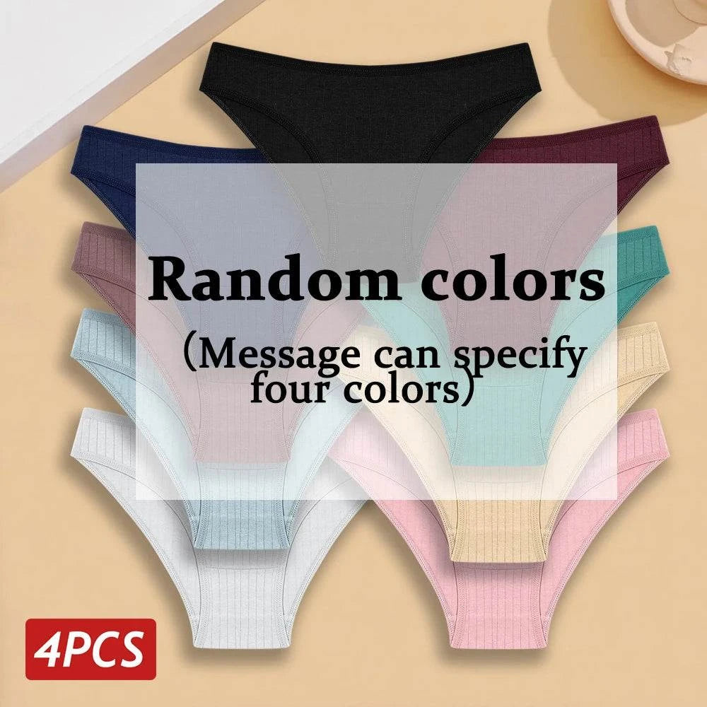 4PCS Cotton Panties Set | Sexy Low Rise Ribbed Underwear for Women 🌸Refresh your lingerie drawer with this 4PCS/set of cotton panties for women. These sexy low rise briefs feature a ribbed design, offering both style and comfort. MadShop All I WantShop All I WantSexy Low Rise Ribbed Underwear