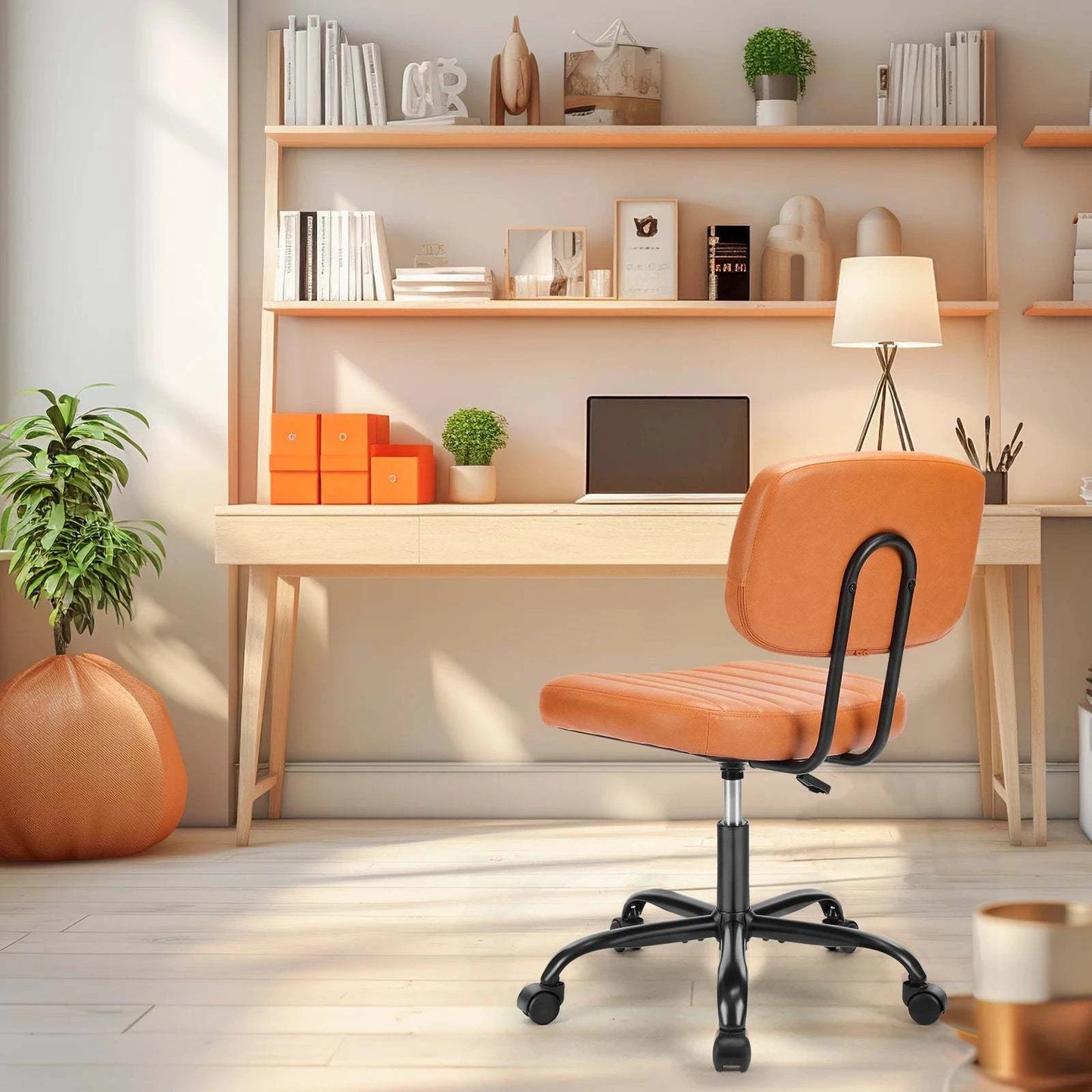 Armless Office Desk ChairElevate your workspace with this sleek, modern armless office desk chair. Crafted from genuine leather, it offers both style and comfort for long hours of productiviShop All I WantShop All I WantArmless Office Desk Chair