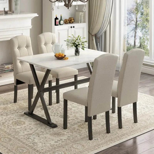 5-Piece Marble Dining Set đ˝ď¸đŞIntroducing the Euroco Dining Room Set of 5 - an elegant and high-quality addition to your home, designed for unforgettable dining experiences with family and friendSHOP ALL I WANTShop All I Want5-Piece Marble Dining Set