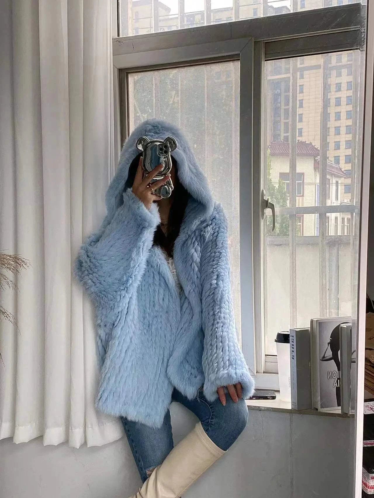 Real Rabbit Fur Coat -Miami stylish warmth 🌴Embrace winter in style with the AnnSirGra Real Rabbit Fur Coat. Featuring 100% genuine rabbit fur with a chic flare sleeve and hood, this coat combines warmth with SHOP ALL I WANTShop All I WantReal Rabbit Fur Coat