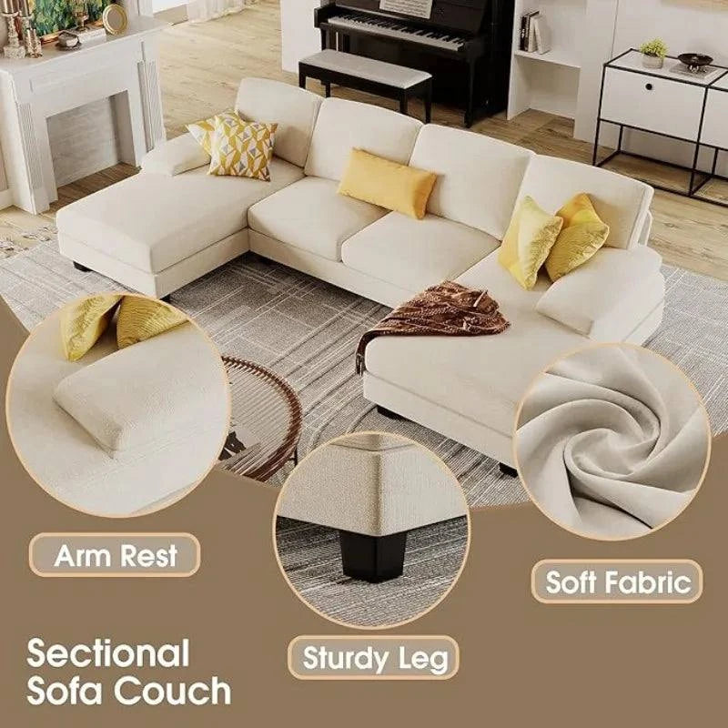 Convertible U-Shaped Sectional Sofa with Double Chaise & Memory Foam -Experience comfort and style with the Convertible U-Shaped Sectional Sofa, designed to elevate your living room. This spacious 4-seat sofa features a double chaise lShop All I WantShop All I Want-Shaped Sectional Sofa