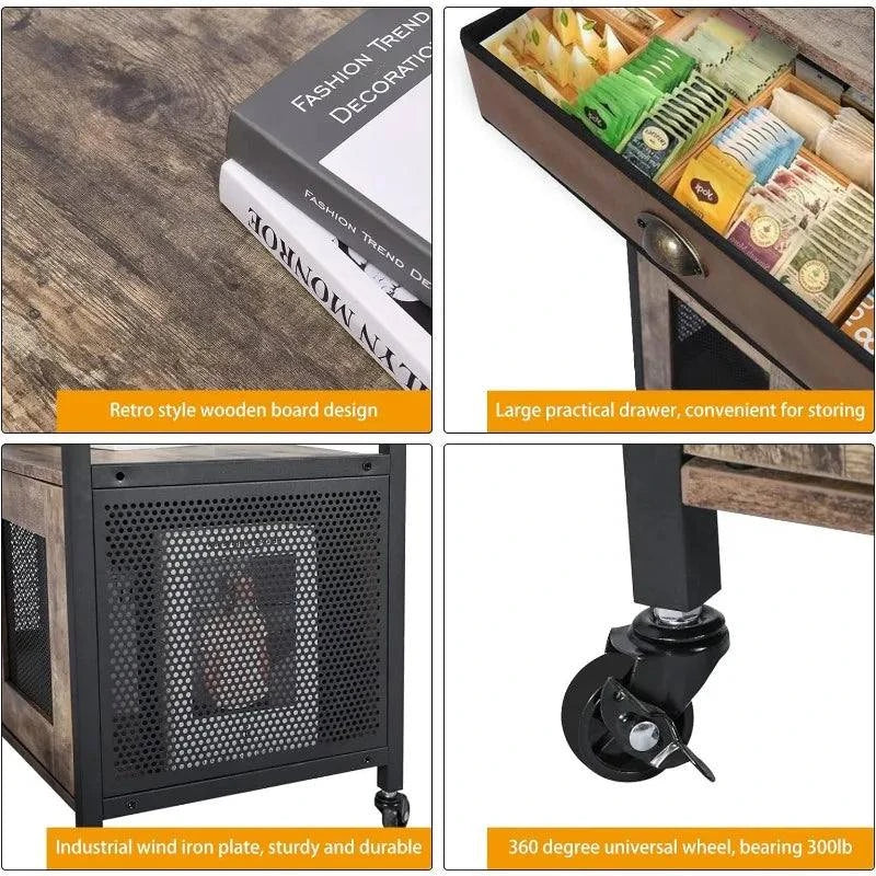 3-Tier Coffee Bar Cabinet on Wheels - Movable Farmhouse Coffee StationElevate your living space with this 3-Tier Coffee Bar Cabinet on Wheels, Size: 13.77" x 23.22" x 28.34", a perfect addition to your modern home design ideas. This moShop All I WantShop All I Want3-Tier Coffee Bar Cabinet