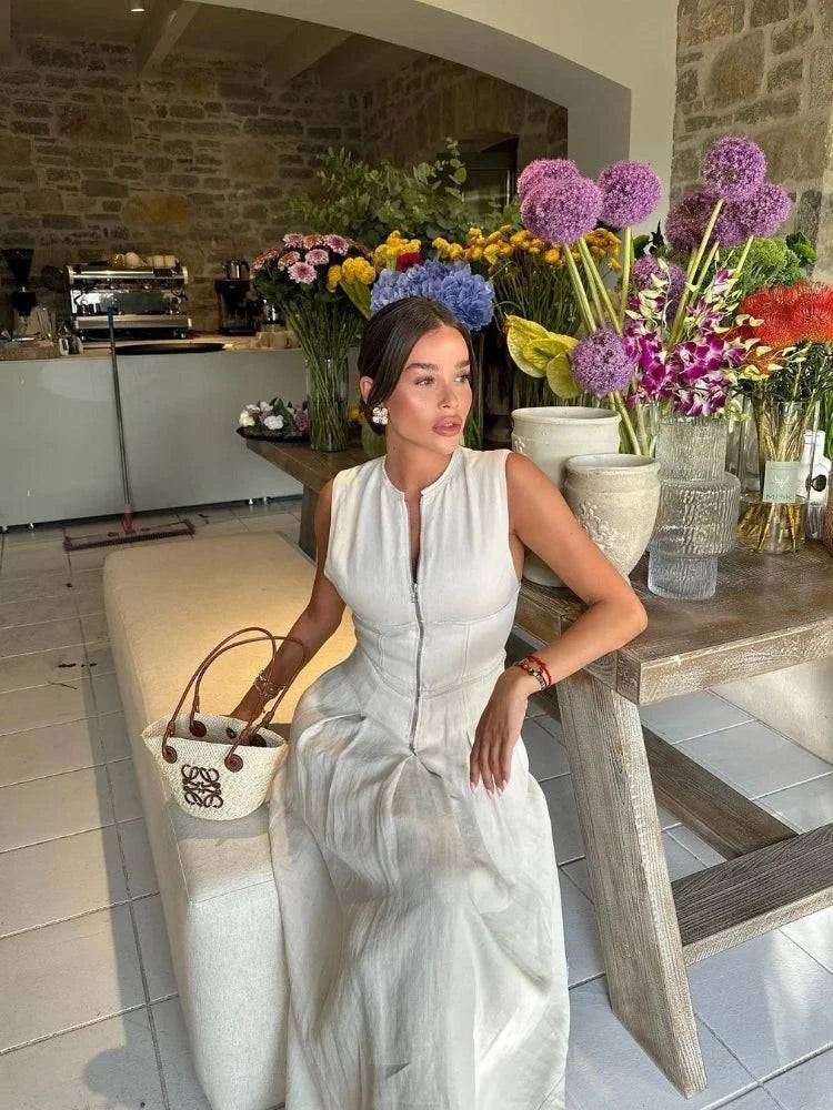 Sleeveless High Waist Maxi DressStep into summer with effortless elegance in the Chic V-Neck Sleeveless Maxi Dress. This stunning ankle-length dress features a flattering A-line silhouette with a VSHOP ALL I WANTShop All I WantSleeveless High Waist Maxi Dress