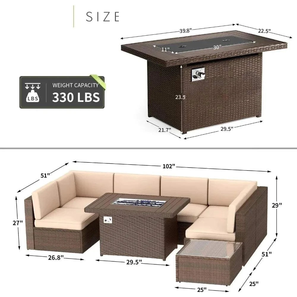 8-Piece Patio Set with Fire Pit & Sofa 🔥Transform your outdoor space with this stylish 8-Piece Patio Set. Featuring an L-shaped sofa and a built-in fire pit, this set is perfect for cozy gatherings, whetheShop All I WantShop All I Want8-Piece Patio Set