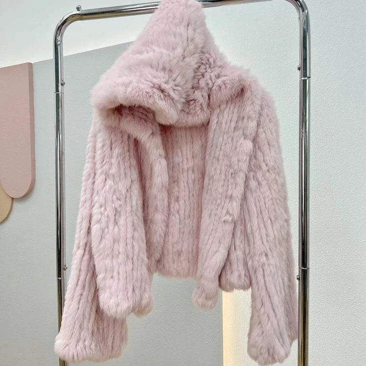 Real Rabbit Fur Coat -Miami stylish warmth 🌴Embrace winter in style with the AnnSirGra Real Rabbit Fur Coat. Featuring 100% genuine rabbit fur with a chic flare sleeve and hood, this coat combines warmth with SHOP ALL I WANTShop All I WantReal Rabbit Fur Coat