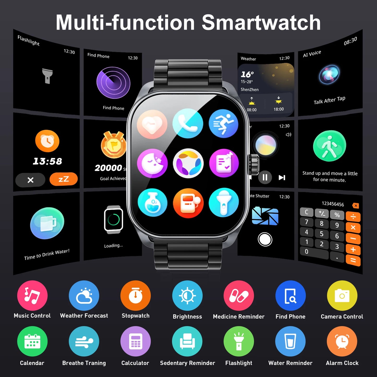 Smart Watch – 2.01-Inch Curved Screen Bluetooth Call IP68 Waterproof Fitness Tracker ⌚🏋️‍♂️