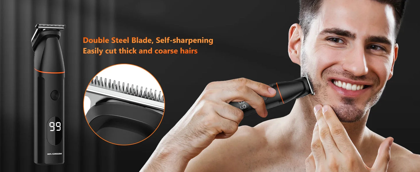 MAXGROOM 4 in 1 Body Hair Trimmer Kit for Men – Waterproof Electric Trimmer for Pubic, Nose, Beard & Body Hair ✂️💧