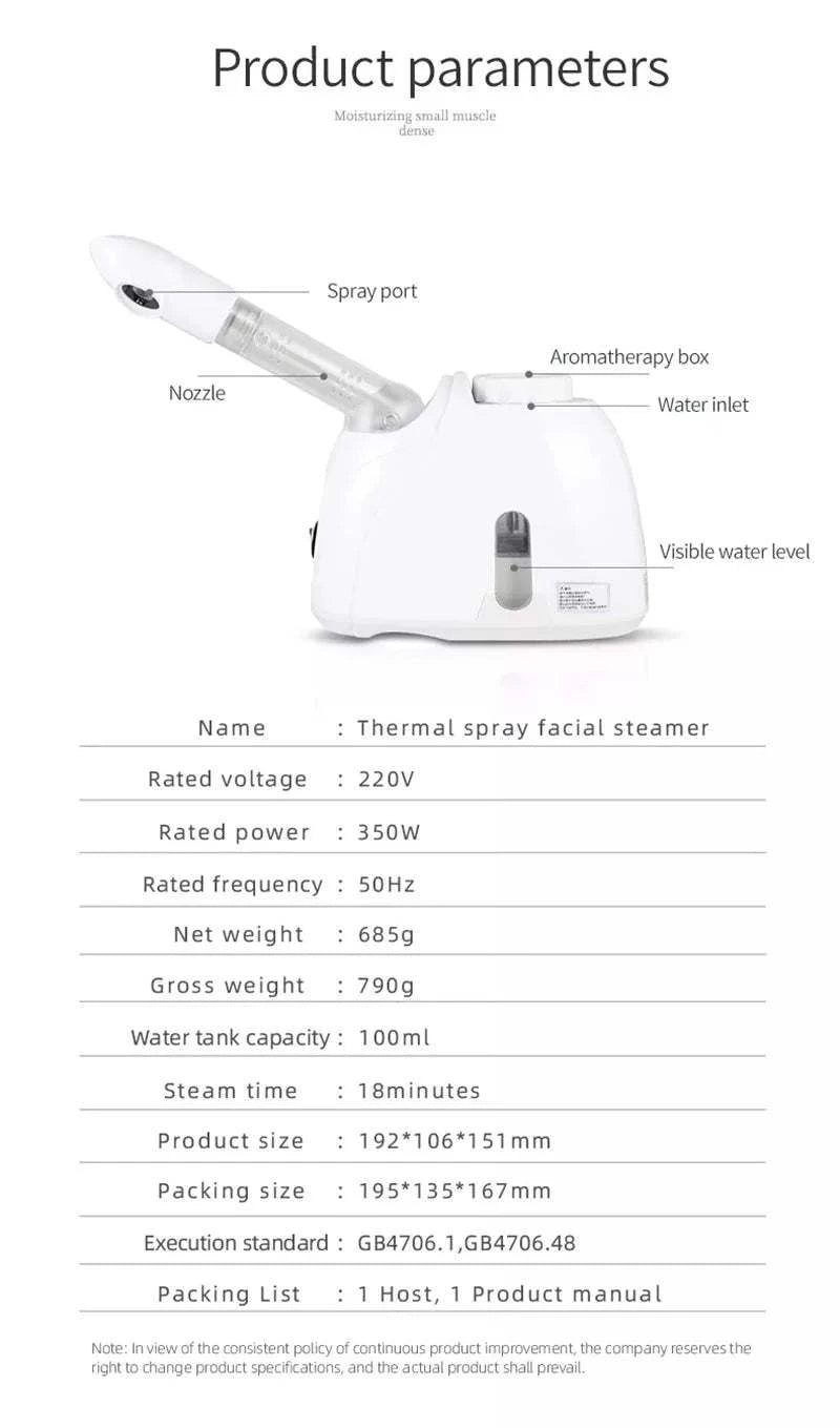 Facial Steamer and Humidifier for Deep Face Cleaning | Home Spa Skin Care