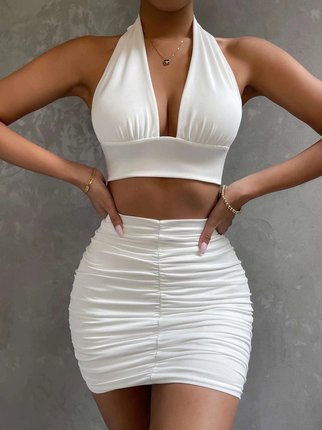 Shop All I Want 22069-White / S SHOP ALL I WANT Ruched White Party Dress - Elegant & Flirty ✨