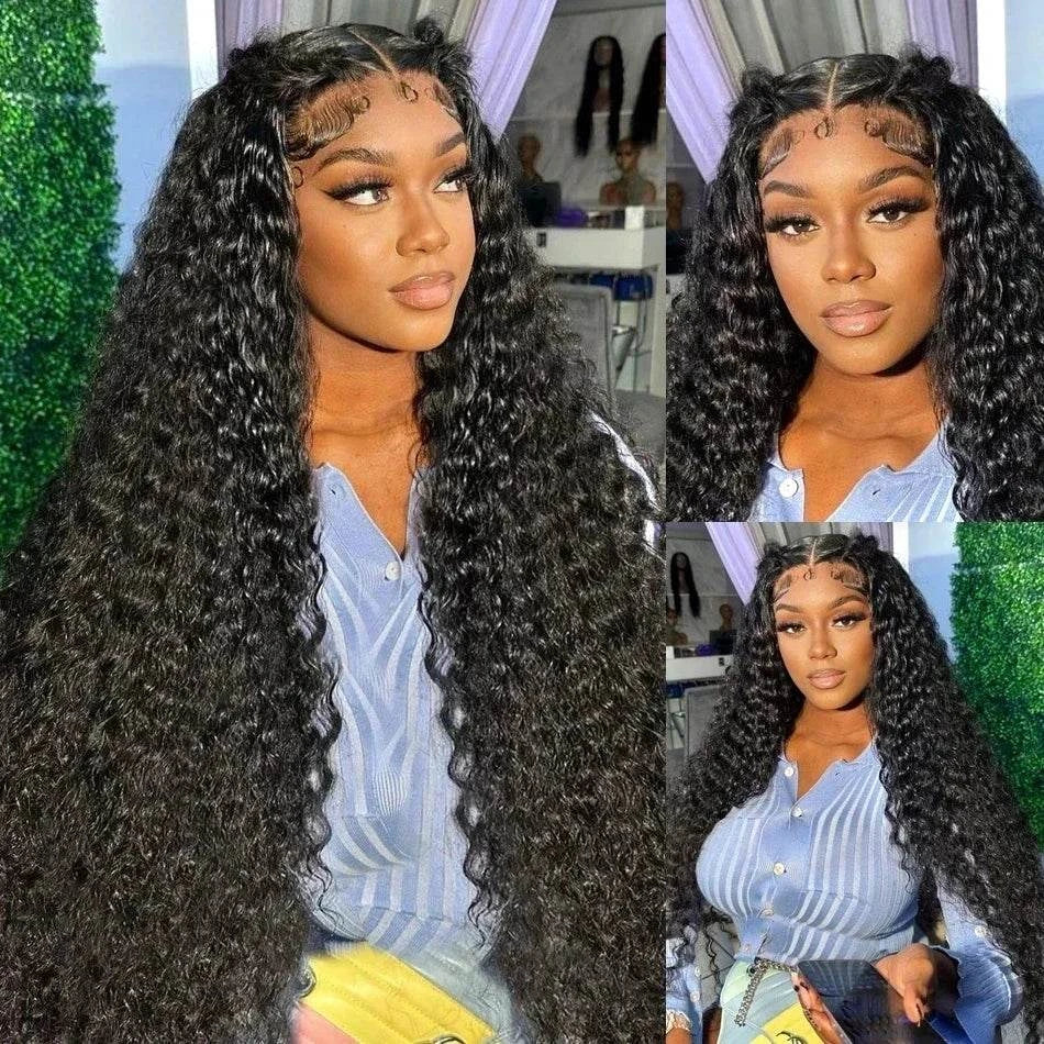 Shop All I Want Shop All I Want 💧 300% Deep Wave Frontal Wig – 13x6 HD Lace, Brazilian Water Wave for Women ✨