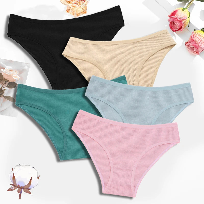 Shop All I Want SET 4 / S / 5pcs SHOP ALL I WANT 5Pcs Low Waiste Breathable Cotton Panties