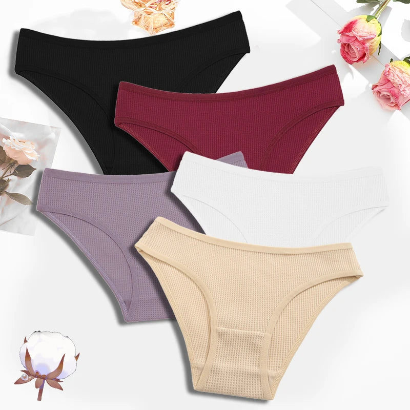 Shop All I Want SET 5 / S / 5pcs SHOP ALL I WANT 5Pcs Low Waiste Breathable Cotton Panties