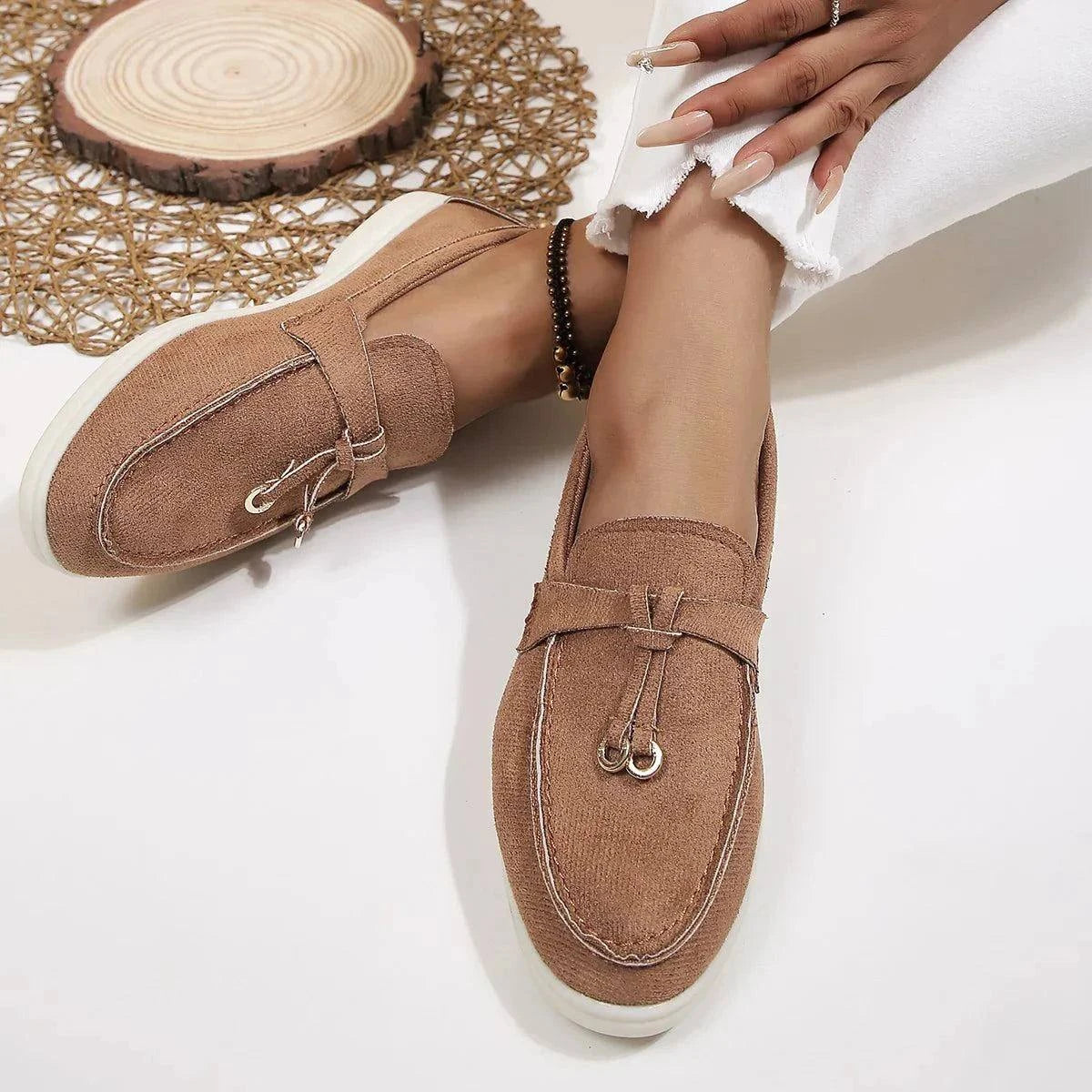 Shop All I Want Chocolate / 42 SHOP ALL I WANT Cozy Slip-On Leather Loafers