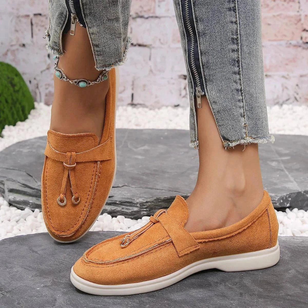 Shop All I Want Orange / 42 SHOP ALL I WANT Cozy Slip-On Leather Loafers