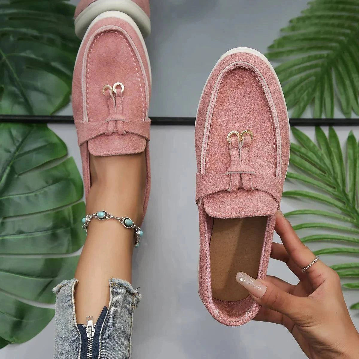 Shop All I Want Pink / 42 SHOP ALL I WANT Cozy Slip-On Leather Loafers