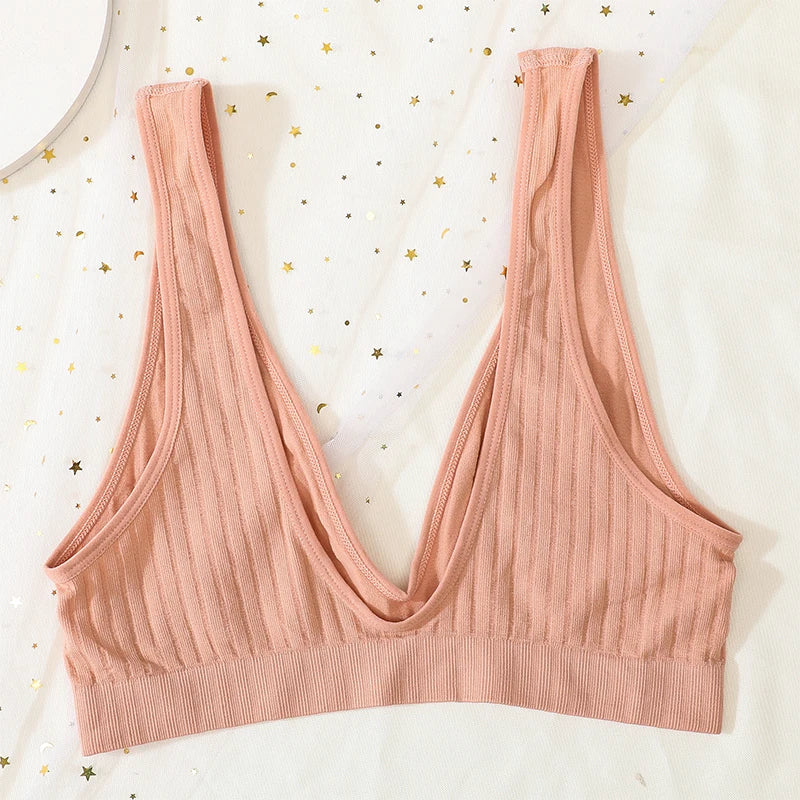 Deep V-neck Seamless Bra | Push-Up Bralette for Women 💖