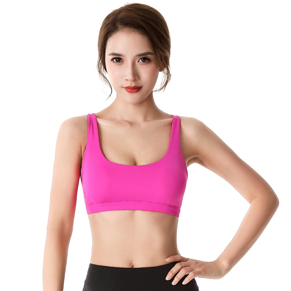 Push Up Sports Bra – Wirefree Padded Crisscross Crop Top for Gym & Yoga 💪✨