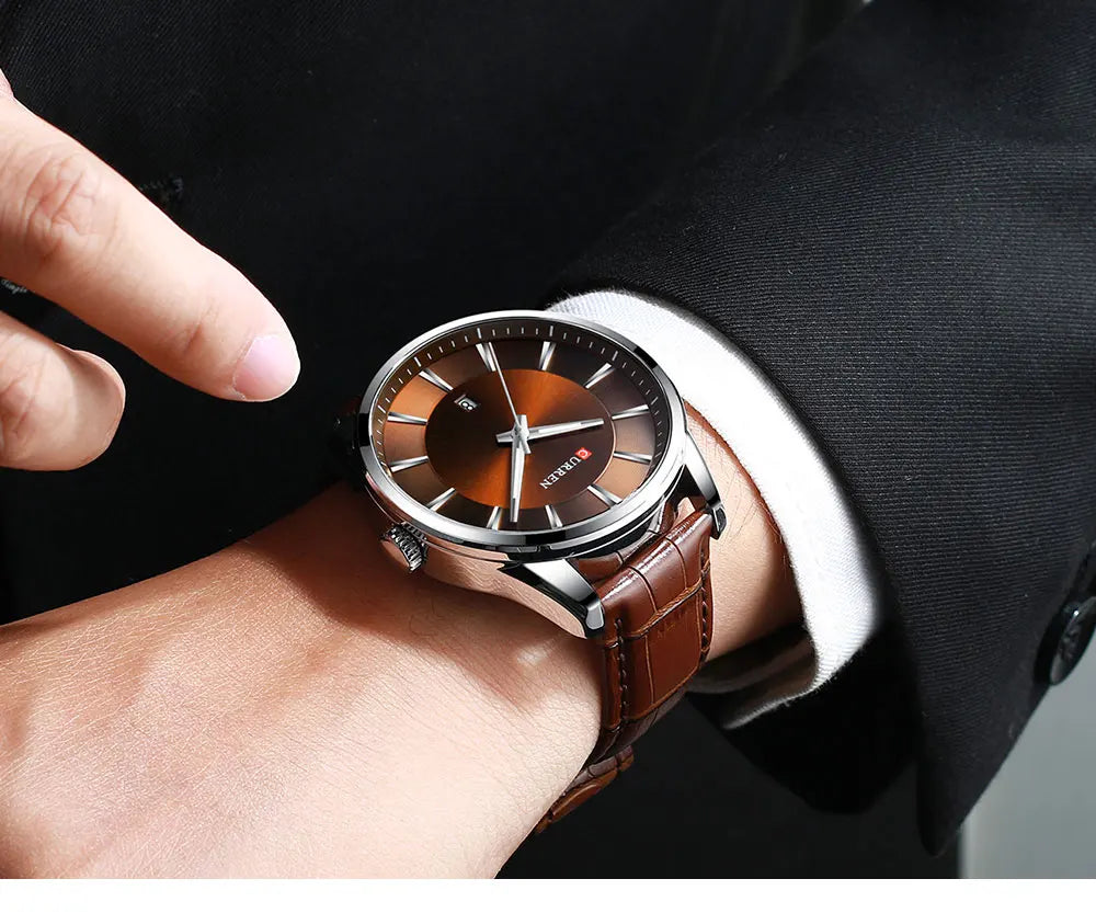 Men's Leather Strap Watch | Top Luxury Brand Business Wristwatch ⌚