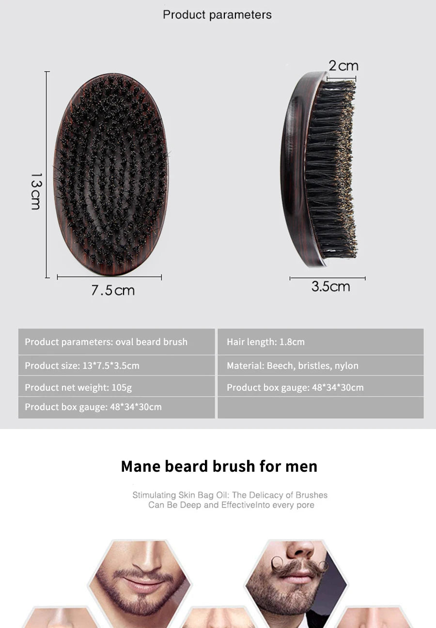 New MAN Hair Brush – Boar Bristle Beard & Shaving Comb for Face Massage and Hair Cleaning 🧔✨