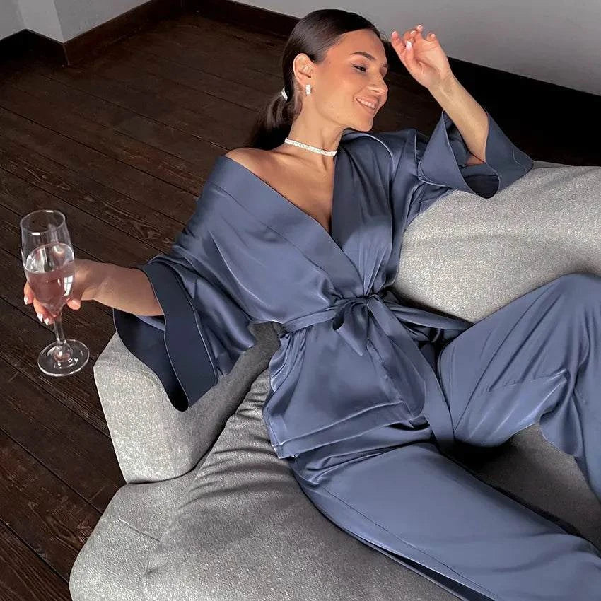 Shop All I Want SHOP ALL I WANT Comfortable 2-Piece Pajama Set: Smooth Silky Sleepwear 🌙