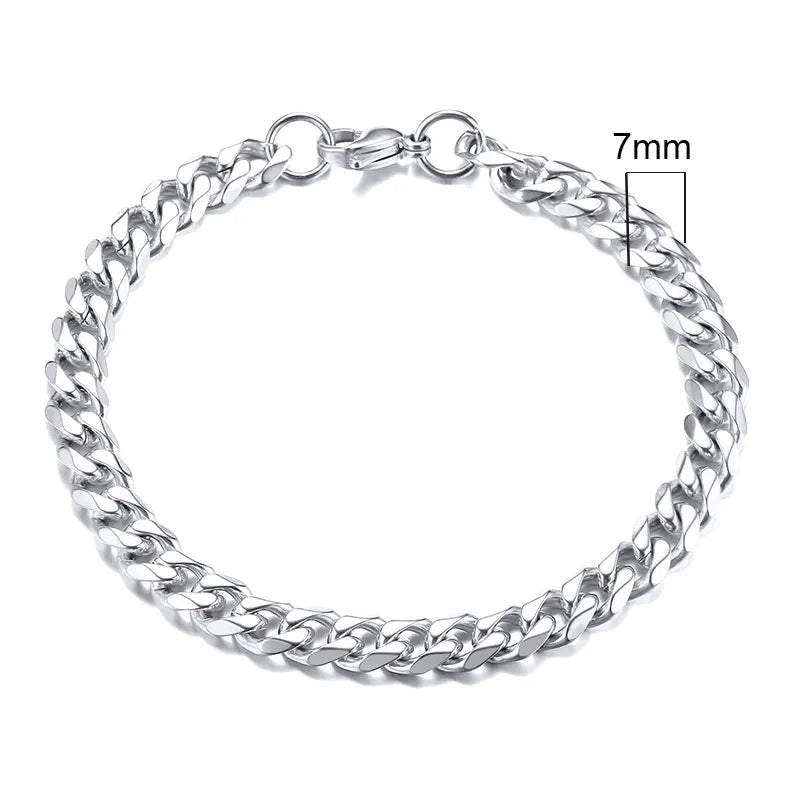 Shop All I Want 7mmSilver / 18cm SHOP ALL I WANT Men's Chunky Miami Curb Bracelet 🌟🔗