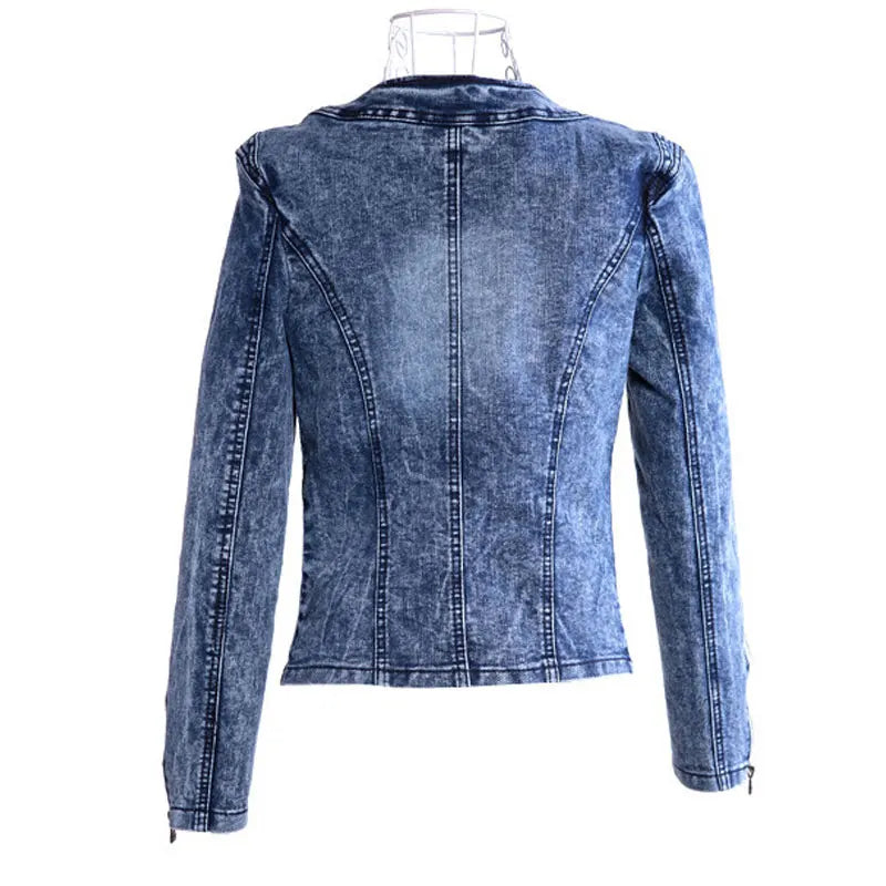 Denim Jacket with Sequins – Vintage Biker Style 🌟