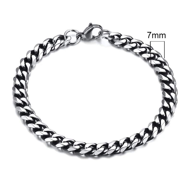 Shop All I Want 7mm Vintage Silver / 18cm SHOP ALL I WANT Men's Chunky Miami Curb Bracelet 🌟🔗