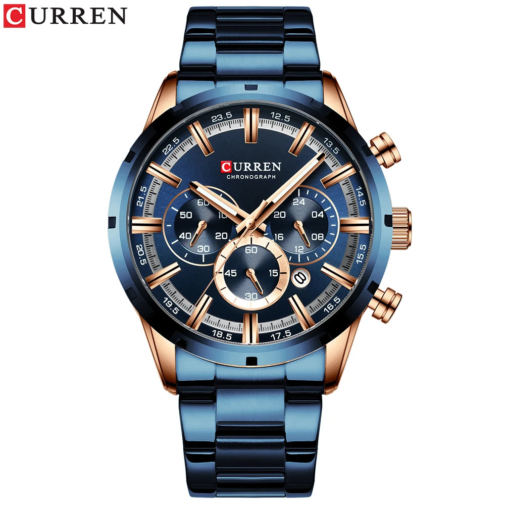 Business Watch | Blue Dial Stainless Steel Waterproof Luxury ⌚