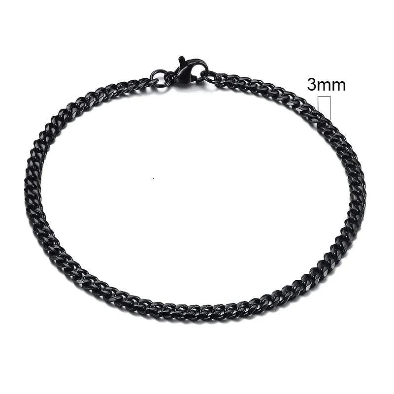 Shop All I Want 3mm Black / 18cm SHOP ALL I WANT Men's Chunky Miami Curb Bracelet 🌟🔗