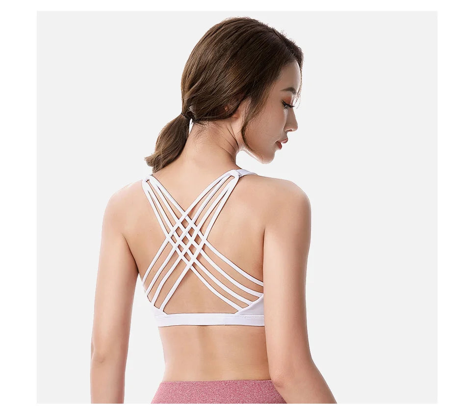 Push Up Sports Bra – Wirefree Padded Crisscross Crop Top for Gym & Yoga 💪✨