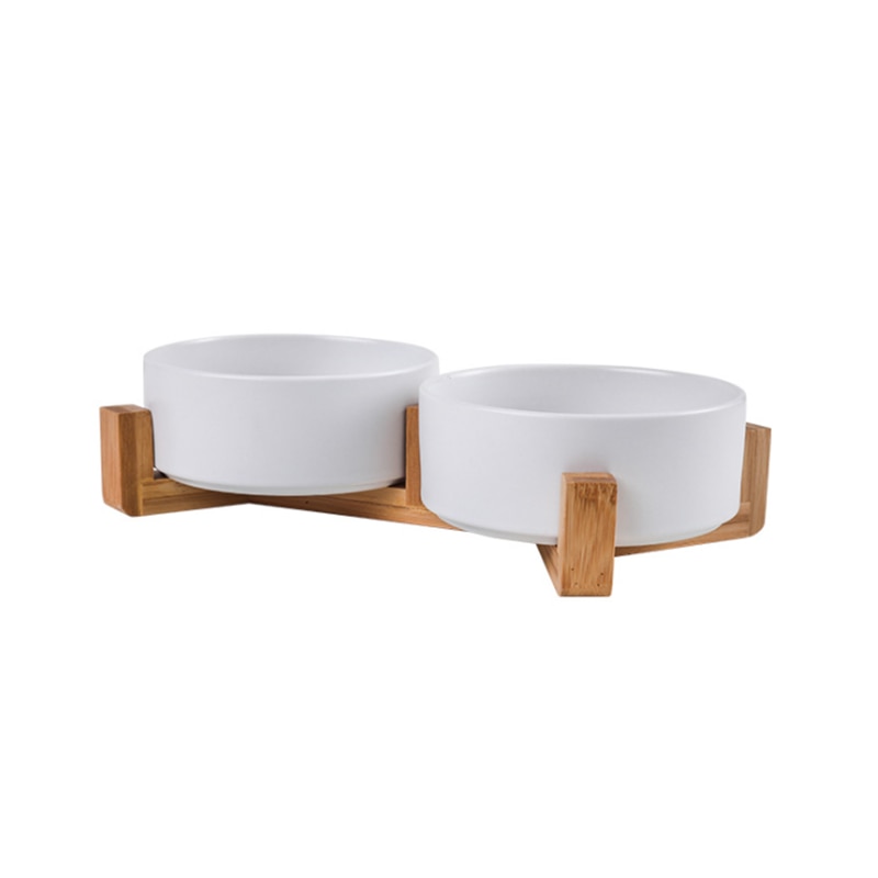 Shop All I Want 2WHITE SHOP ALL I WANT Ceramic Pet Bowls and Stands