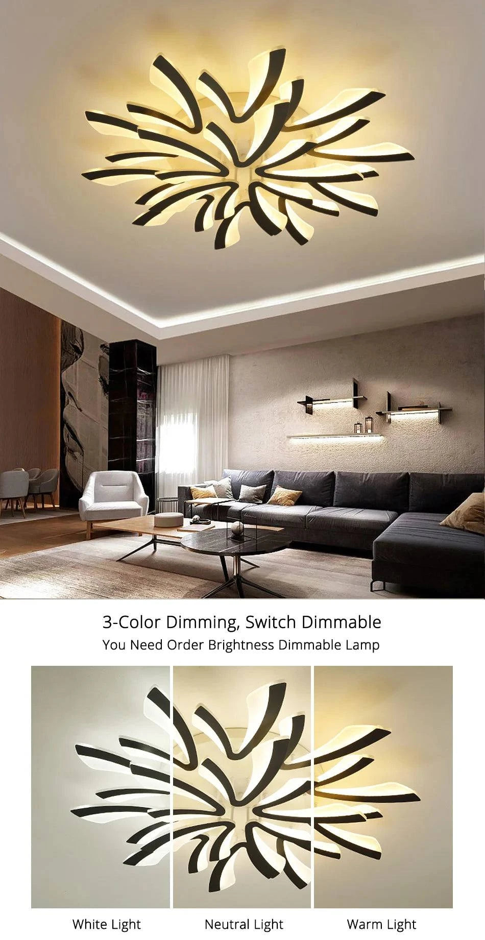 Acrylic LED Ceiling Chandelier with Remote for Indoor Spaces