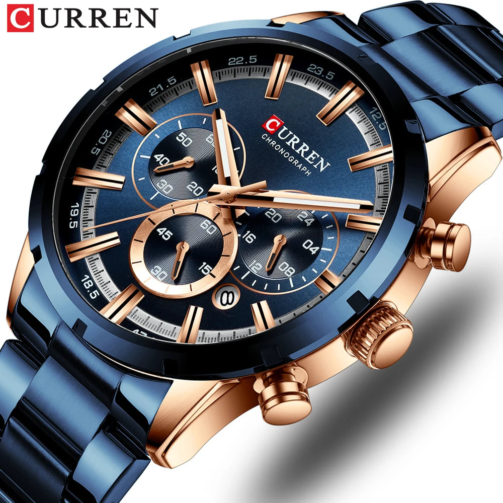 Business Watch | Blue Dial Stainless Steel Waterproof Luxury ⌚