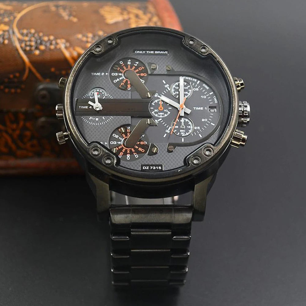 Men's Sport Watch – Large Dial Stainless Steel Analog Quartz Watch for Casual & Business Wear ⌚💎