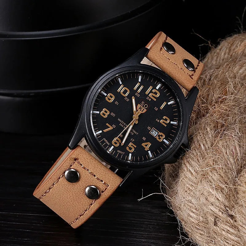 Casual Leather Strap Quartz Wristwatch | Fashion Men’s Simple Sport Clock ⌚