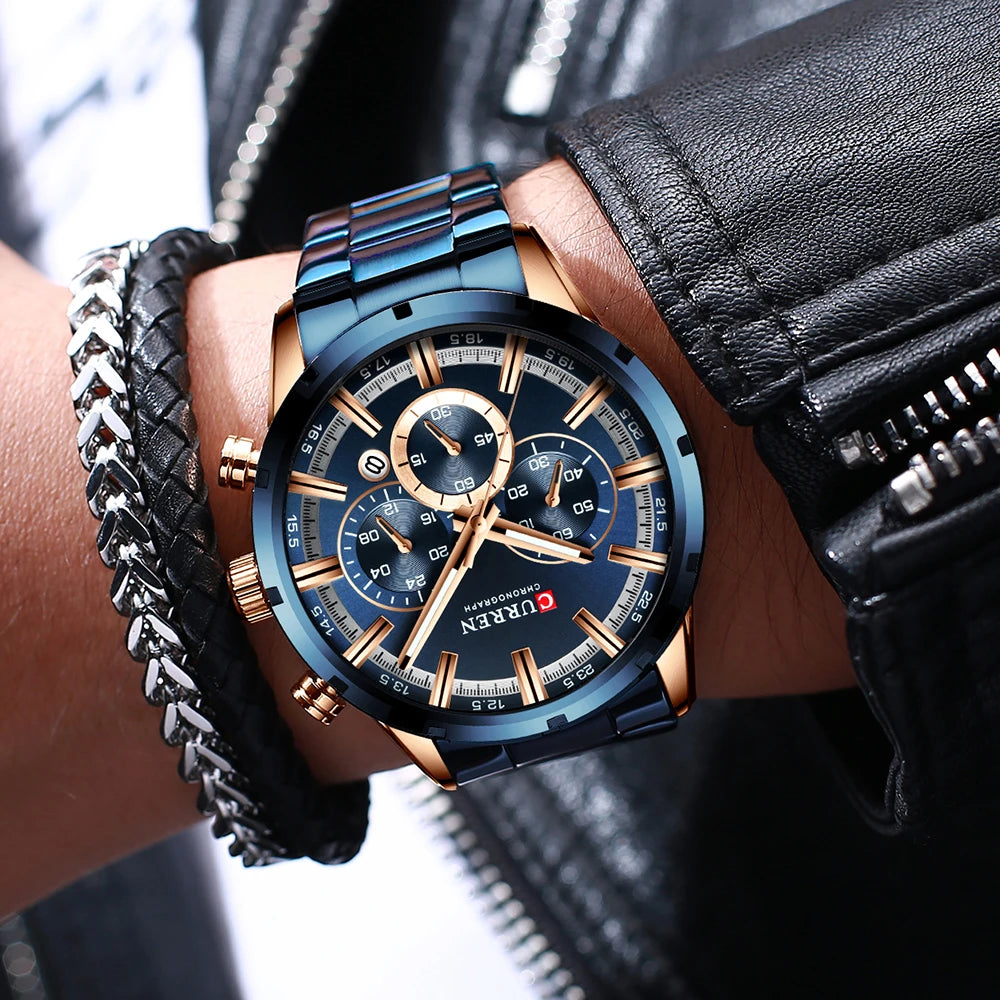 Business Watch | Blue Dial Stainless Steel Waterproof Luxury ⌚