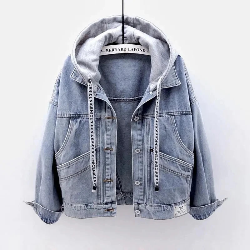 Hooded Denim Jacket | Loose Button-Up Jean Coat for Women 🌼