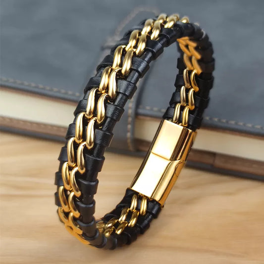 Shop All I Want SHOP ALL I WANT Genuine Leather Chain Bracelet for Men 🎁🧔