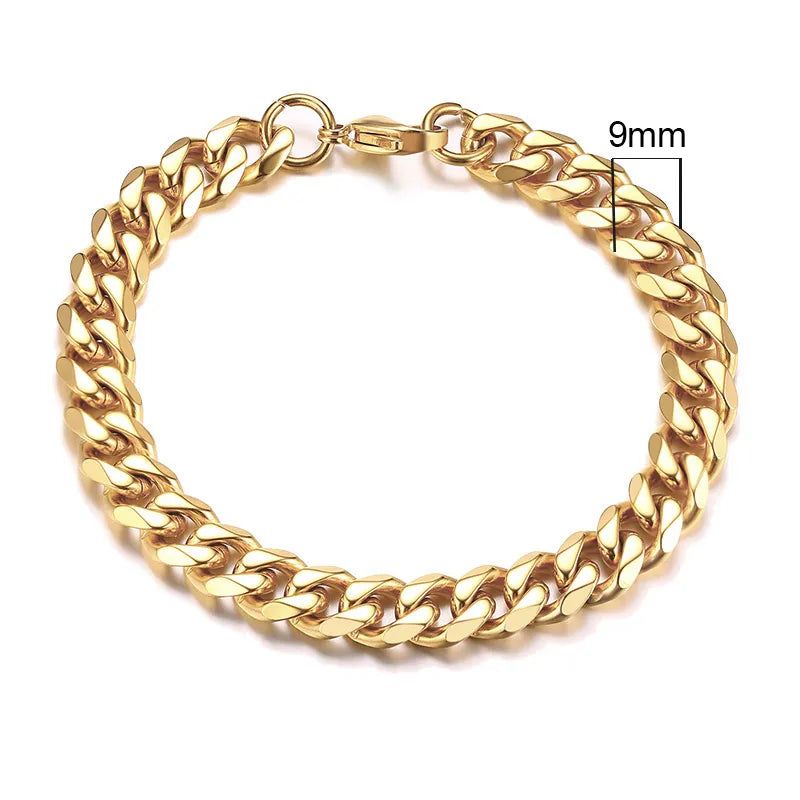 Shop All I Want 9mm Gold / 18cm SHOP ALL I WANT Men's Chunky Miami Curb Bracelet 🌟🔗