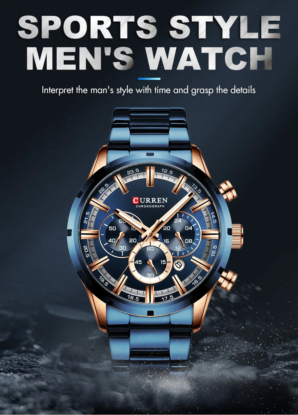 Men's Business Watch | Blue Dial Stainless Steel Waterproof Luxury ⌚