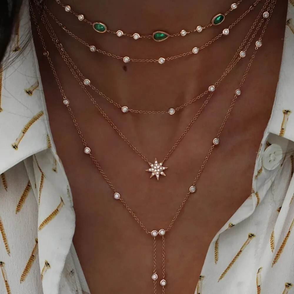 Shop All I Want NE-0458-NE-0449-20 SHOP ALL I WANT Vintage Crystal Star Moon Necklace 🌟🌙