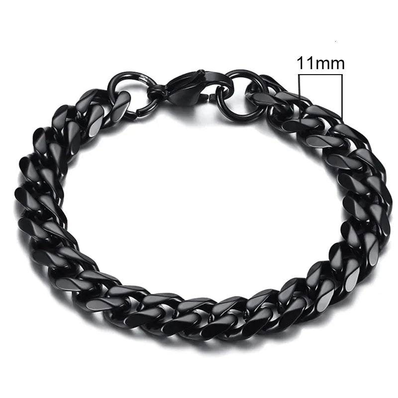 Shop All I Want 11mm Black / 18cm SHOP ALL I WANT Men's Chunky Miami Curb Bracelet 🌟🔗