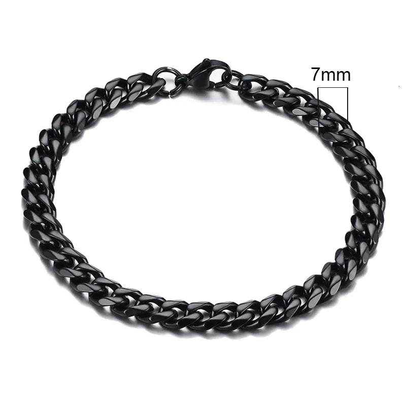 Shop All I Want 7mm Black / 18cm SHOP ALL I WANT Men's Chunky Miami Curb Bracelet 🌟🔗