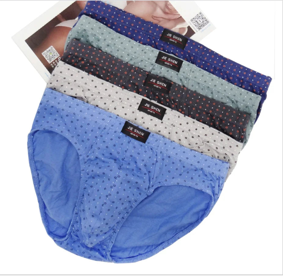 Men’s Comfortable Cotton Briefs | 5Pcs Lot (M-5XL) Underwear 🩳