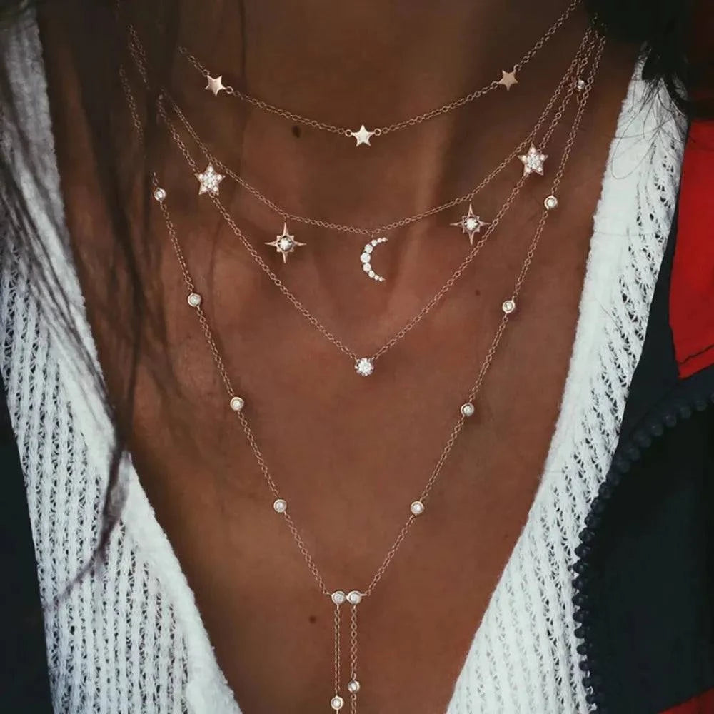 Shop All I Want NE-0458-11 SHOP ALL I WANT Vintage Crystal Star Moon Necklace 🌟🌙