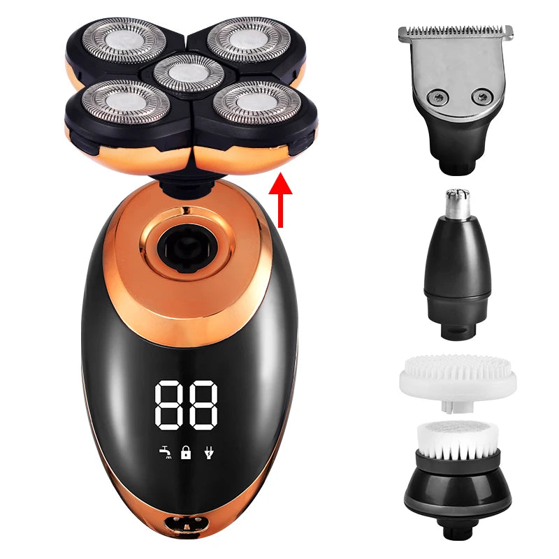 IPX7 Waterproof Electric Shaver – Rechargeable Beard Trimmer & Bald Head Shaving Machine with LCD Display 🧔⚡