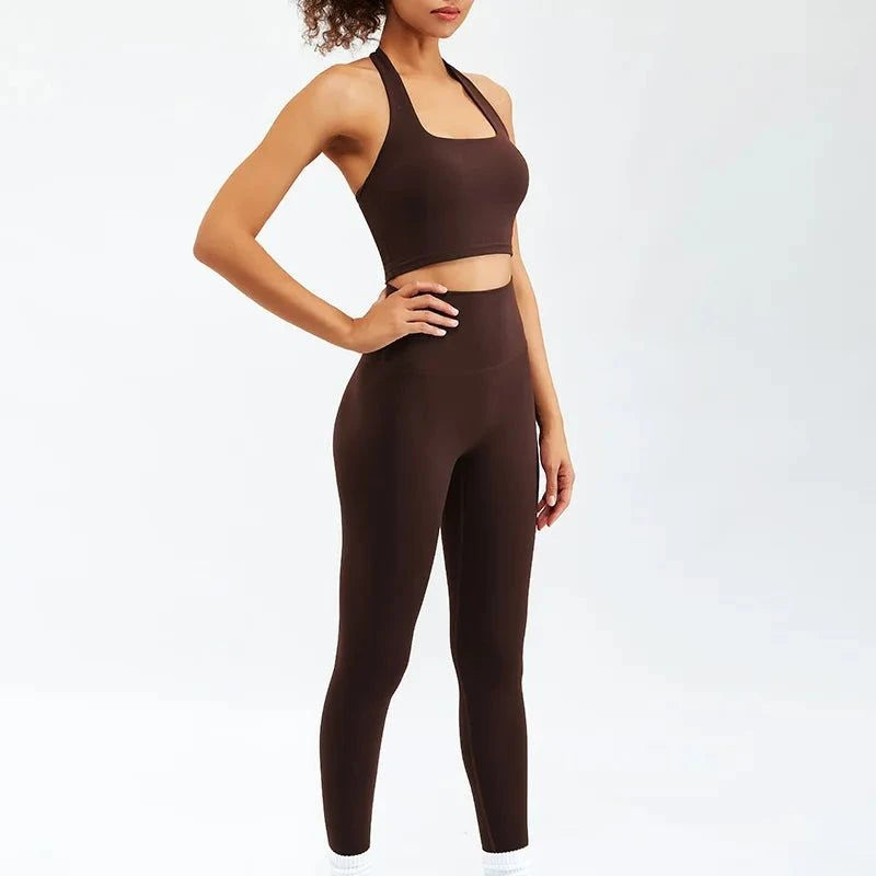 Shop All I Want 2PCS Brown / S SHOP ALL I WANT Newest Zipper Long Sleeve Yoga Set 🧘‍♀️💪 #Sportswear