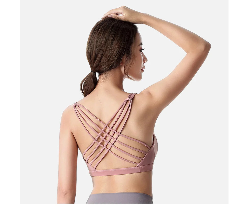 Push Up Sports Bra – Wirefree Padded Crisscross Crop Top for Gym & Yoga 💪✨