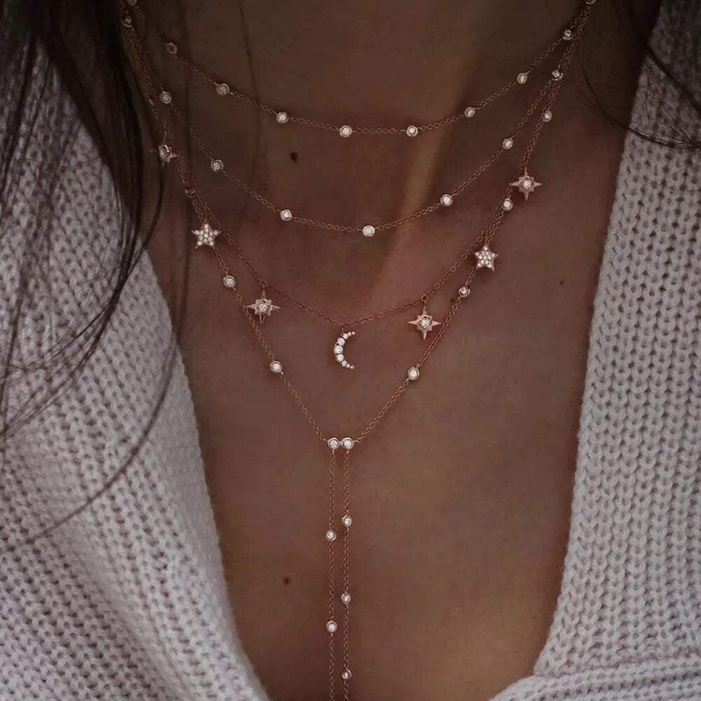 Shop All I Want NE-0458-NE-0053-24 SHOP ALL I WANT Vintage Crystal Star Moon Necklace 🌟🌙